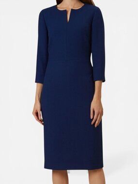Hobbs London Vivienne Elegant Blue Sheath Work Dress Sz US 8